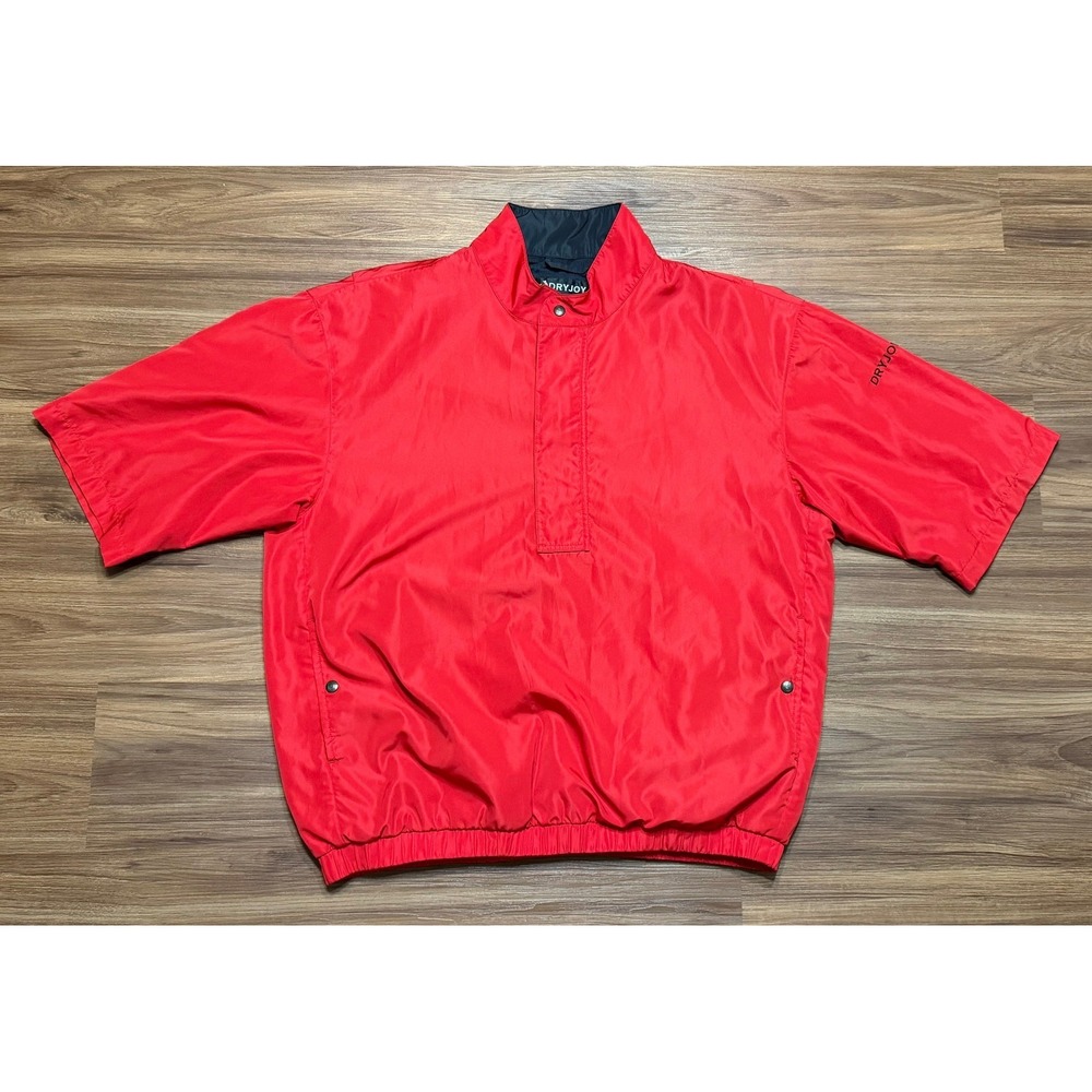 FootJoy DryJoys Mens Red Short Sleeve Golf Windshirt Quarter Zip Pullover Sz L